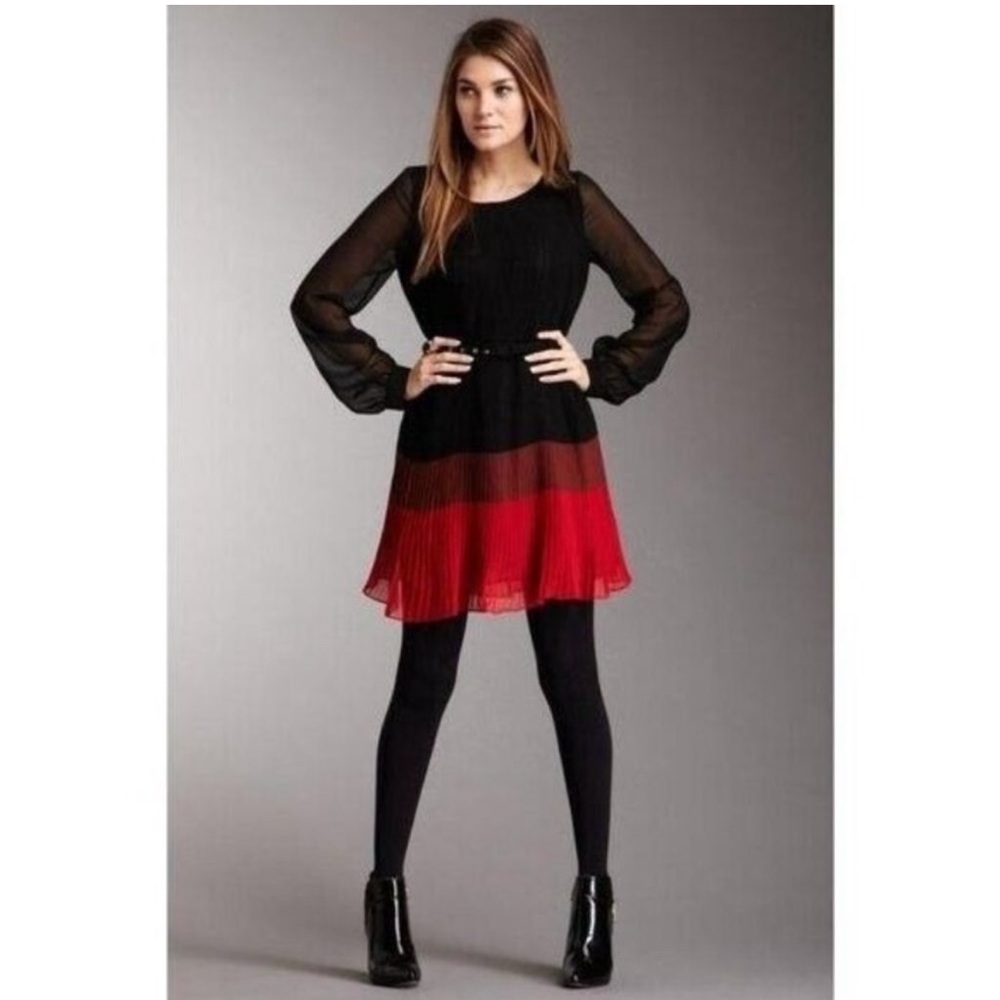 French Connection Chiffon Colorblocking Pleated Dress. New Without Tags. Perfect
